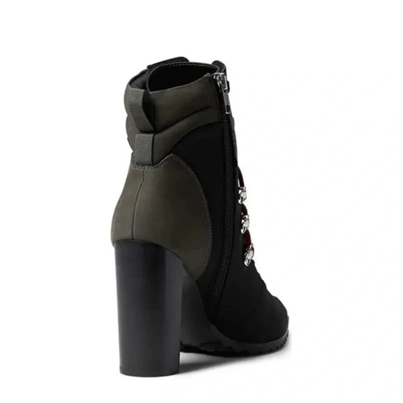 New Steve Madden Karey Black Multi Lightweight Lace Up Mid Heel Booties size 8 - Picture 3 of 13